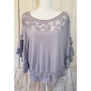 FREE PEOPLE dusty purple lacy ruffle blouse S